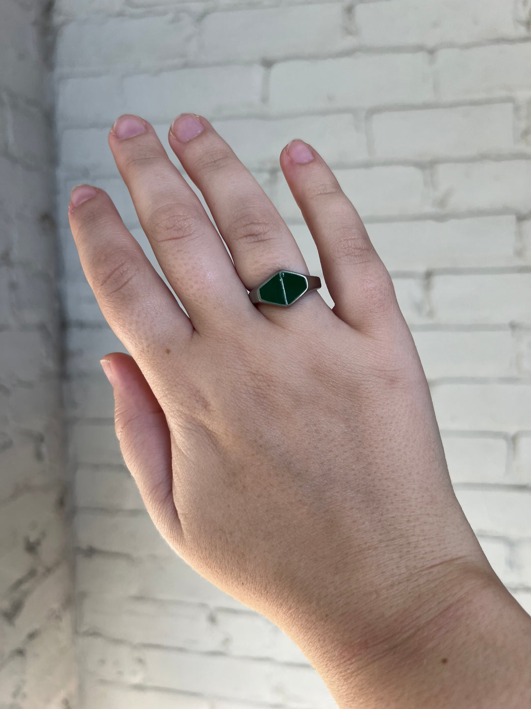 Green Duo Triangle Ring