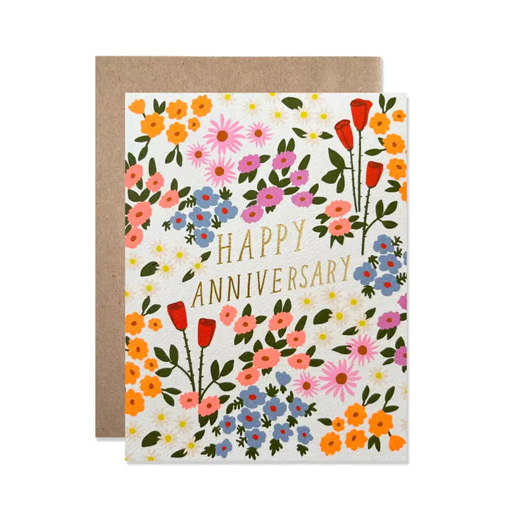 Happy Anniversary - Gold Foil Garden