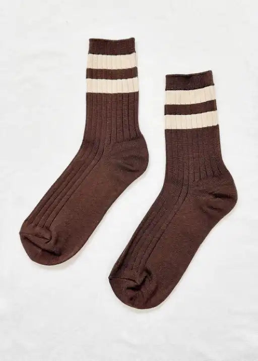 Her Varsity Socks - Espresso