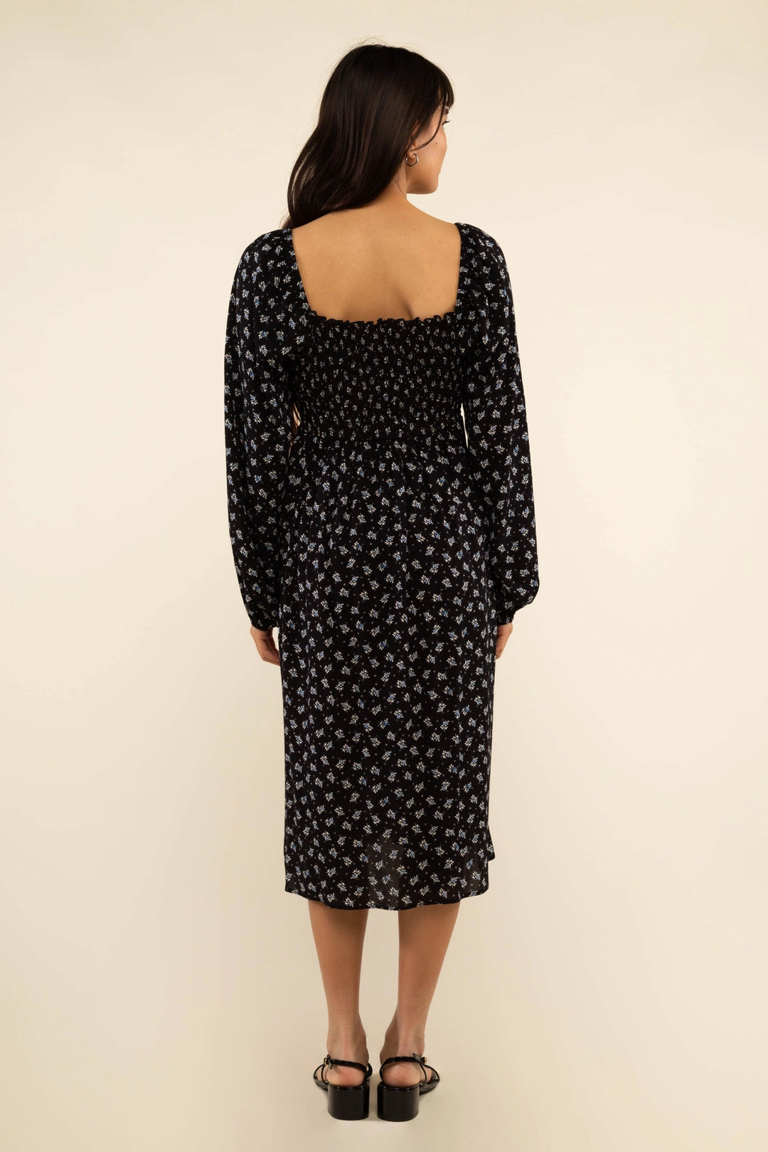 Dawn Floral Dress - Black / Blue