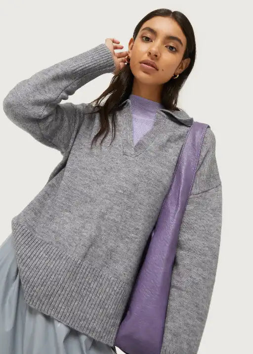 Grey Polo Neck Sweater