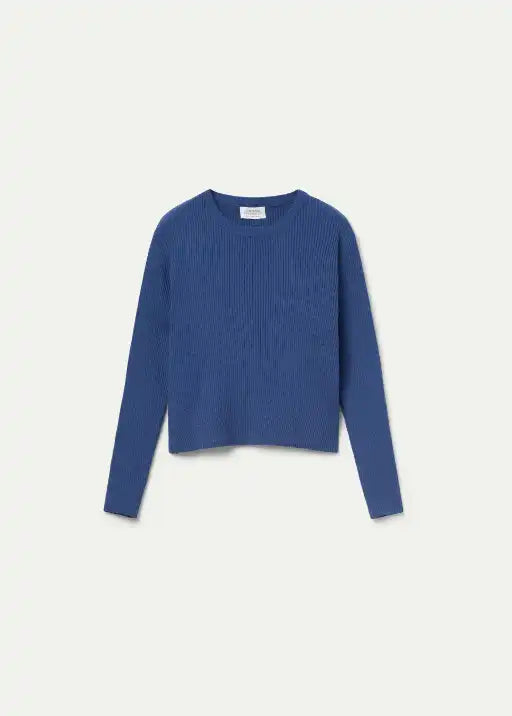 Ribbed Knit Sweater - Blue