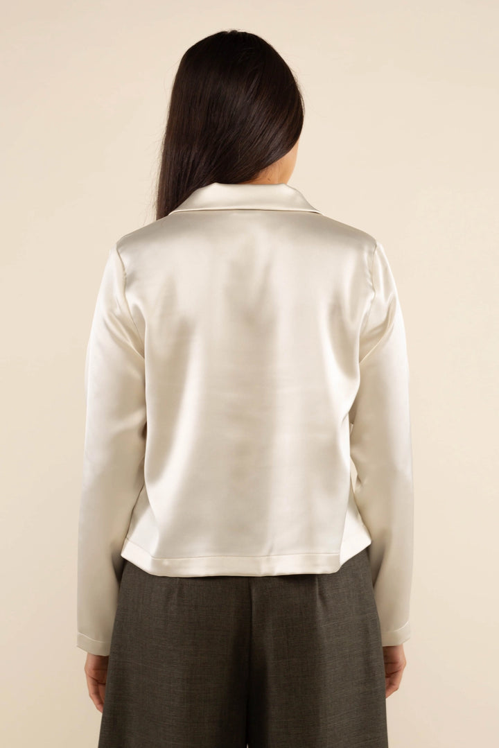 Amaya Satin Blouse - Ecru