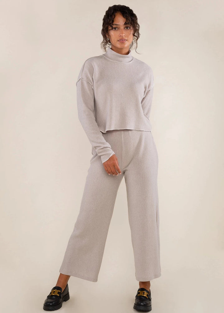 Winnie Pleated Turtleneck Top - Gray