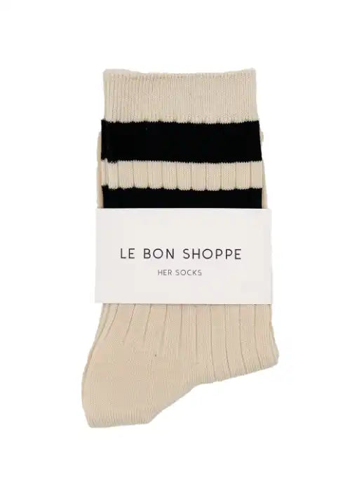 Her Varsity Socks - Cream / Black