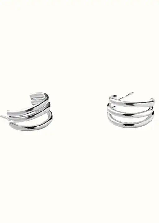 Annabelle Tripe Hoops - Silver