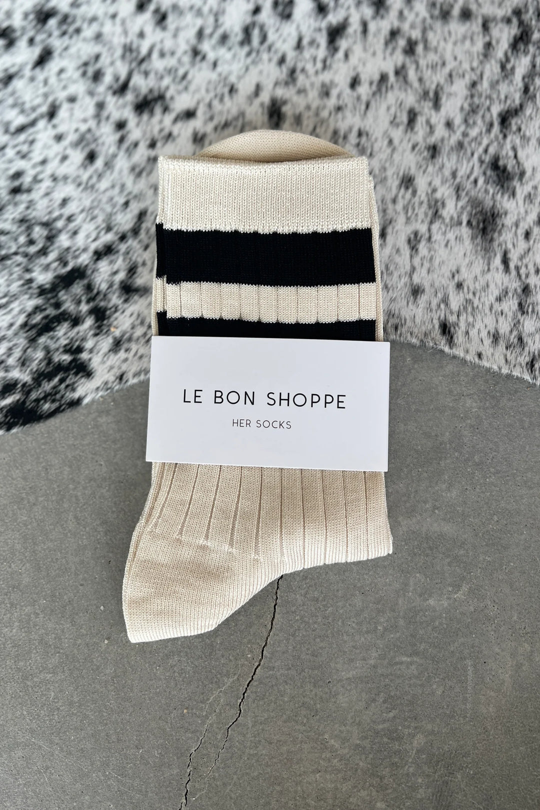 Her Varsity Socks - Cream / Black