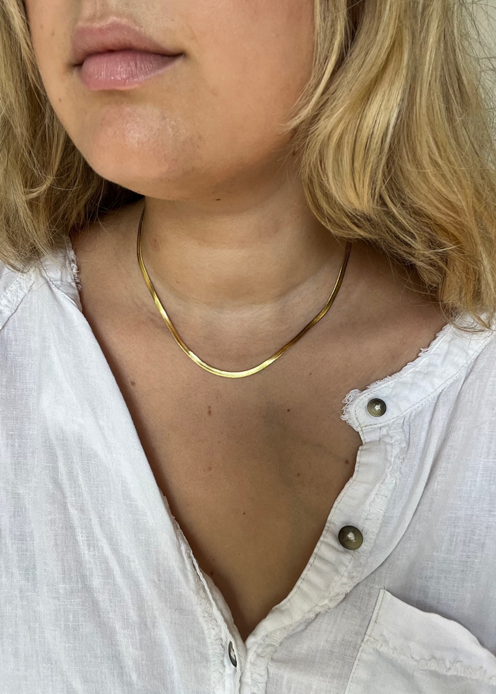 Herringbone Chain Necklace 3mm - Gold