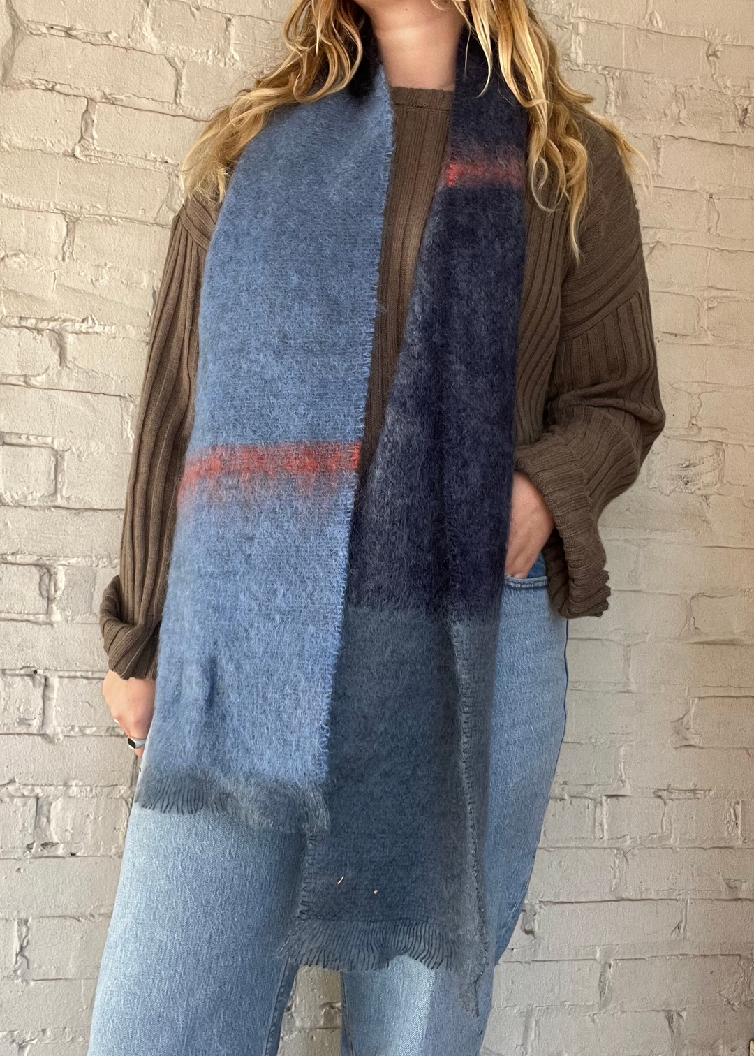 Boher Mohair Scarf - Azure