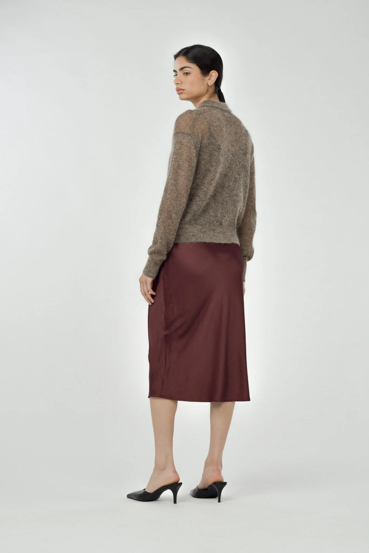 Gia Collar Cardigan - Melange Truffle