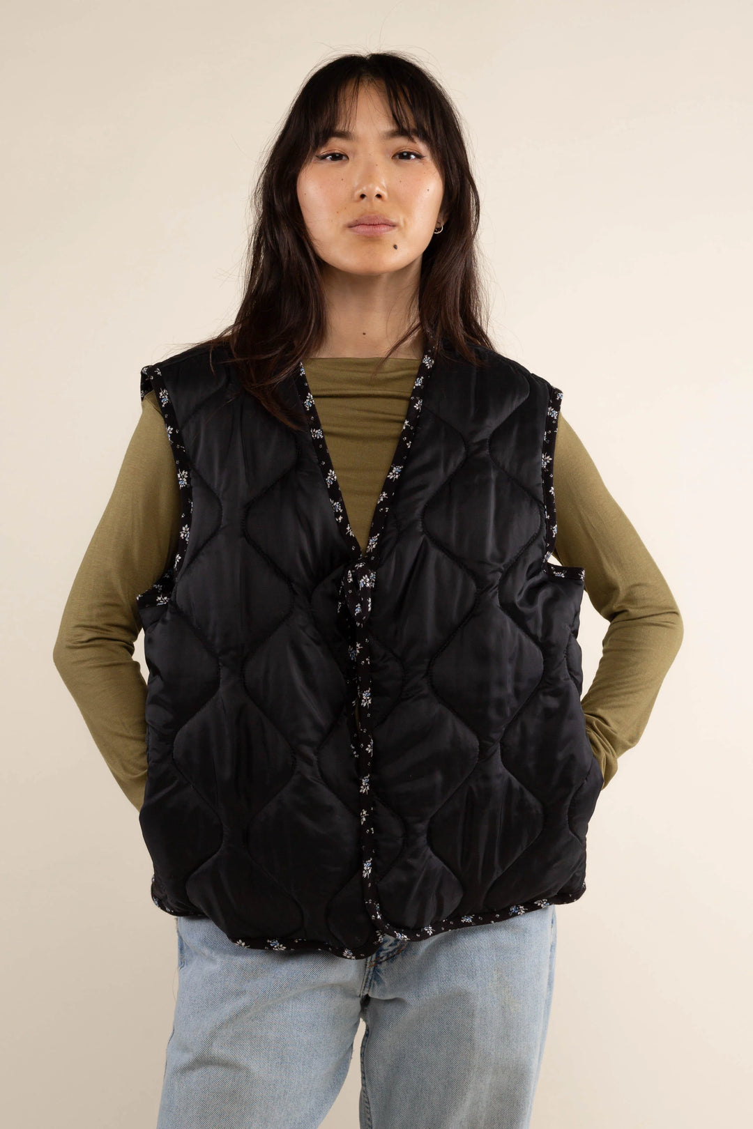 Reversible Nubi Quilted Vest - Black