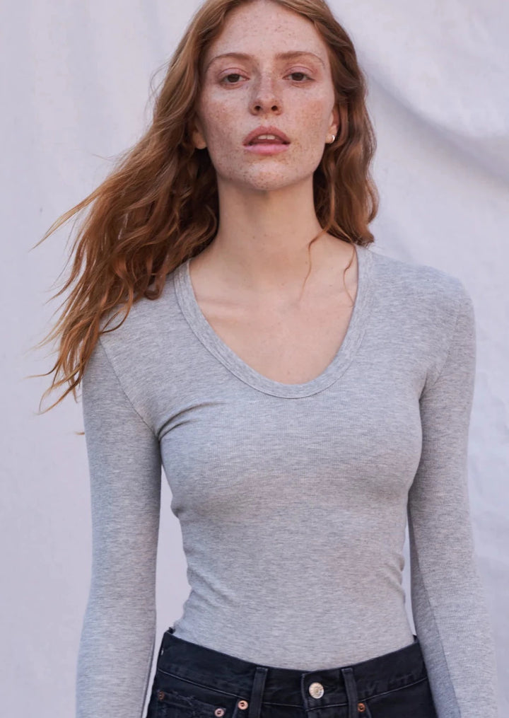 Robyn Long Sleeve Tee - Heather Grey