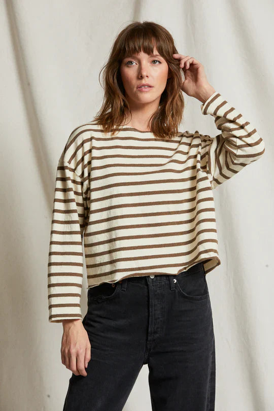 Taylor Striped Long Sleeve - Walnut Stripe