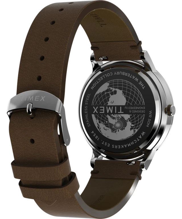 Waterbury Classic 40mm Leather Strap Watch - Brown/ Stainless