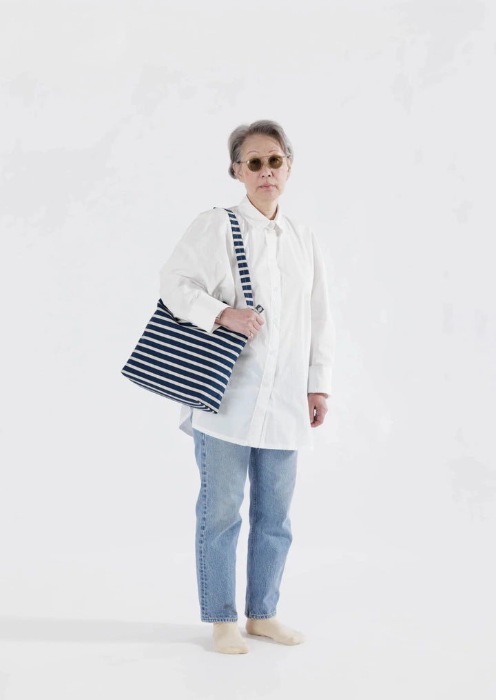 Horizontal Zip Duck Bag - Navy Stripe