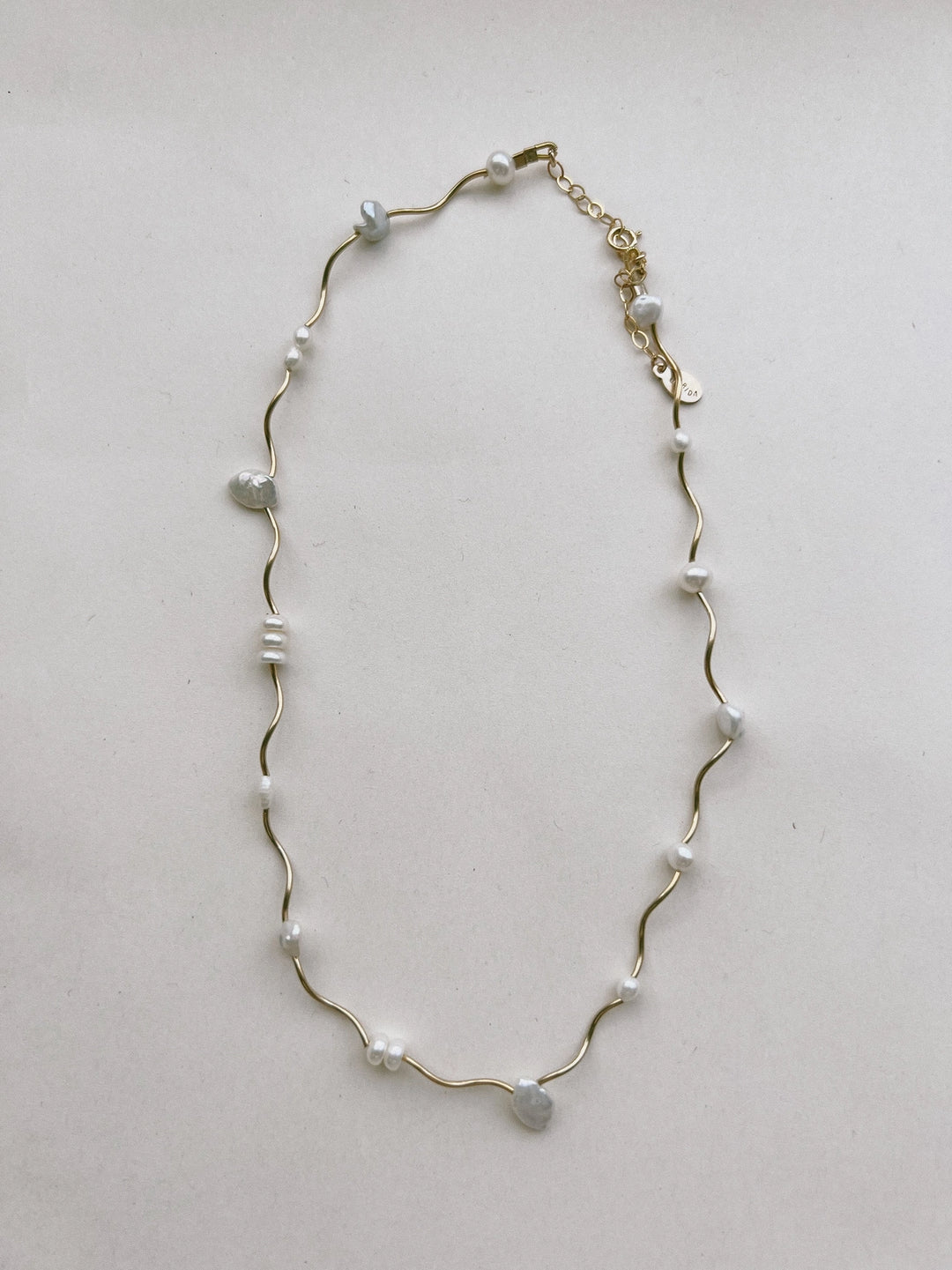 Filament Mixed Pearl Necklace - Silver