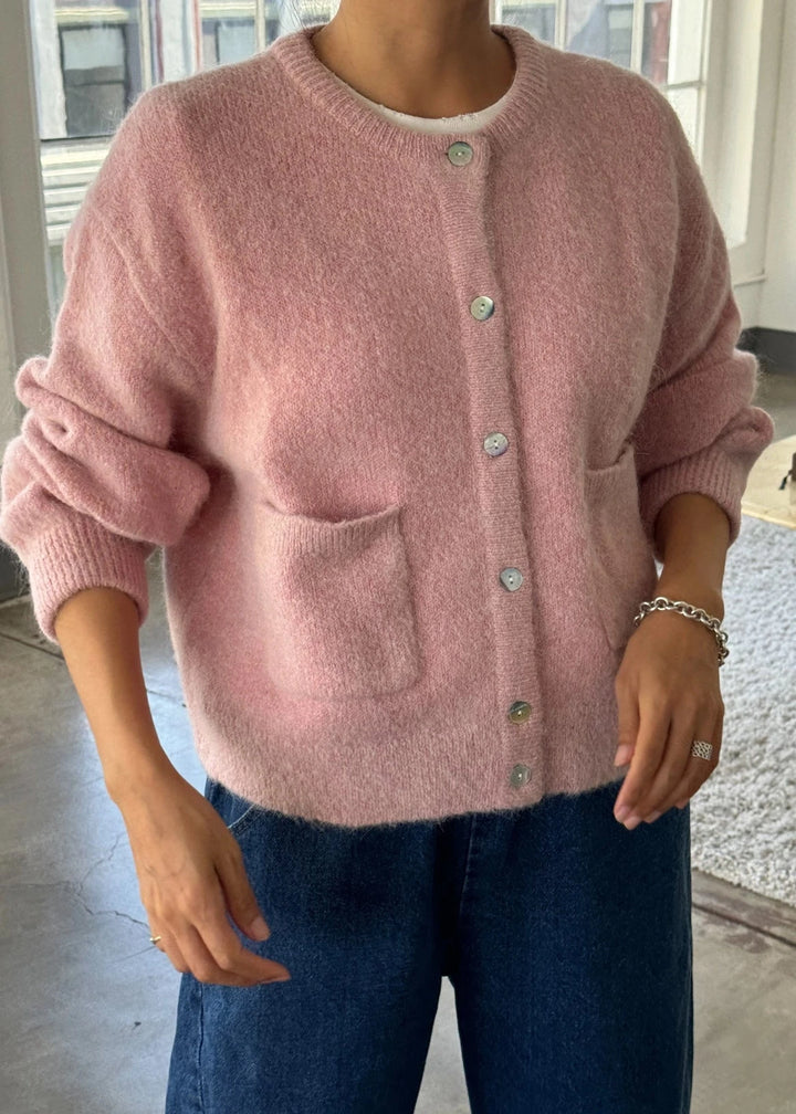 Amélie Alpaca Cardigan - Pink Rosé