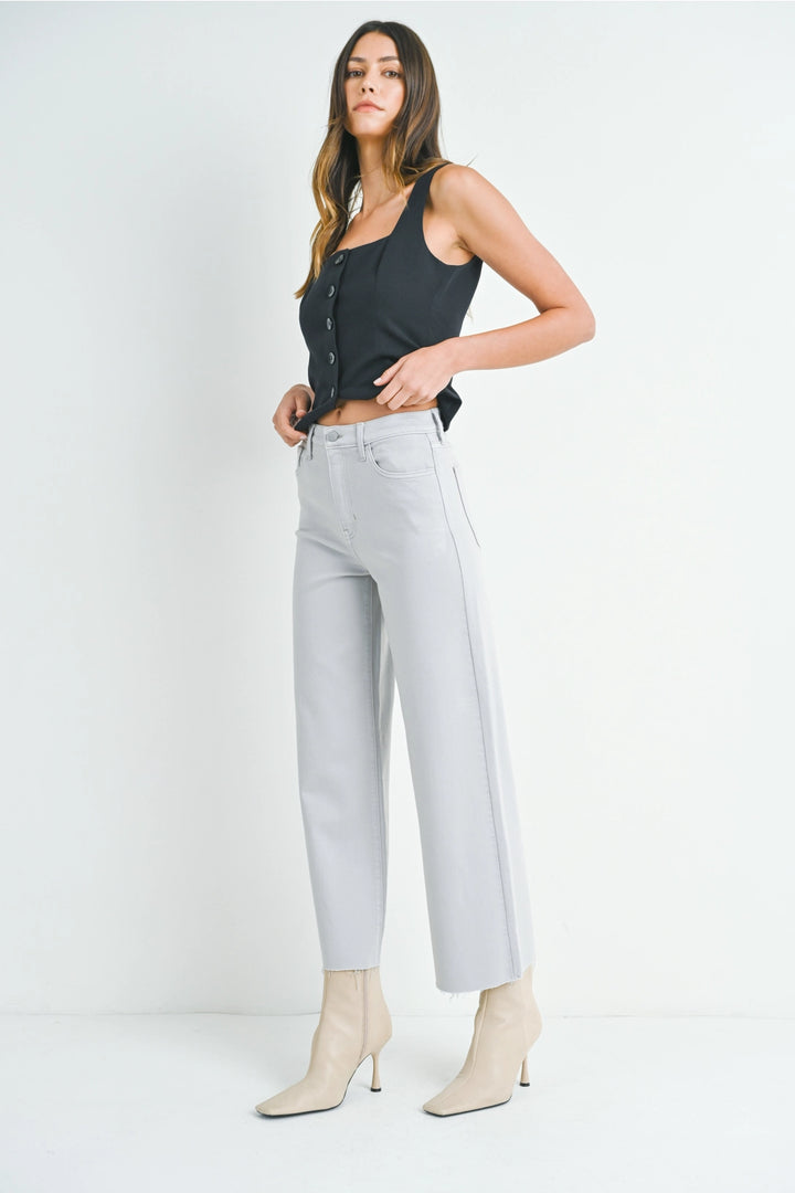 Scissor Cut Wide Leg Jeans - Grey