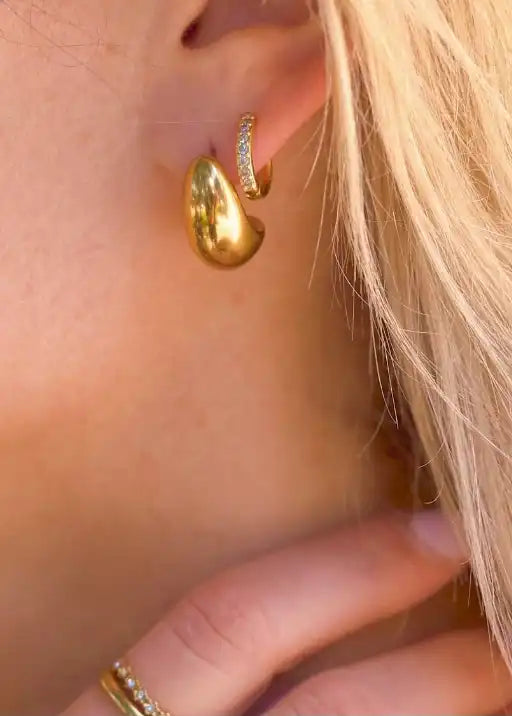 Chunky Teardrop Hoops - Gold