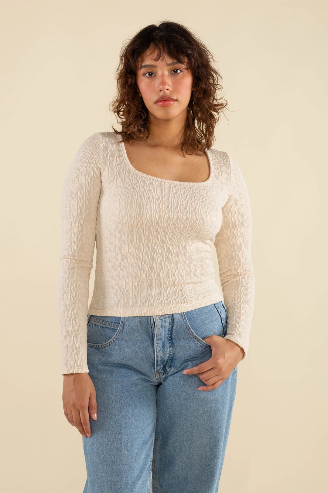 Murphy Square Neck Top - Oat